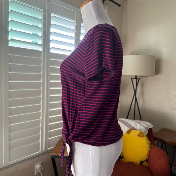 Olivia Rae red and navy striped crop top with tie - Picture 2 of 4